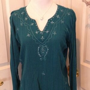 Teal tunic with silver embellishments